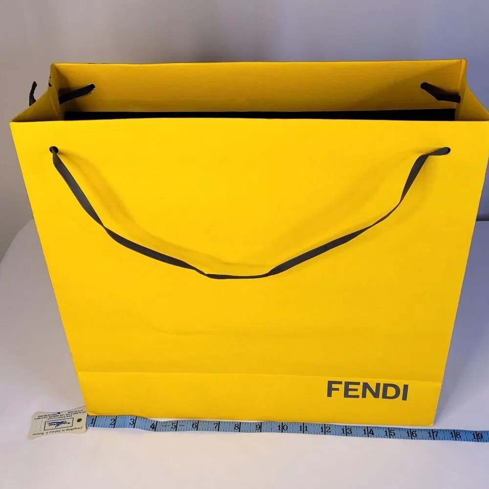 Authentic Fendi Large Yellow Paper Gift Shopping Bag